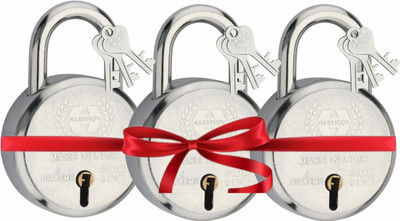 HARRISON Padlocks Buy 2 Get 1 Free | All Locks 50 mm 1 Lock with 3 Keys | Lock and Key Padlock(Bright Chrome Polished)