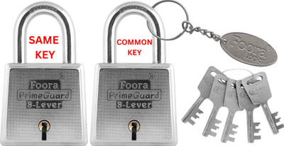 Foora PrimeGuard Square 60 Same Key Padlock For Door lock, Gate Shutter Padlock(Silver)