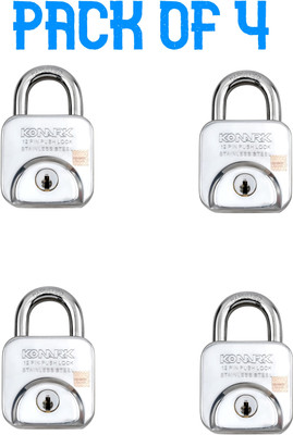Konark PUSH LOCK 60 MM PACK OF 4 Padlock(Grey)