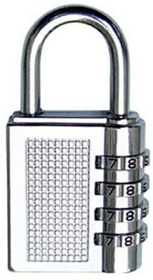 ACCESSOREEZ 4 Digit Travel Resettable Password Padlock Padlock Padlock(Silver)