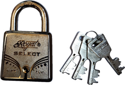Royal commando Royal select 60 mm padlock with 4 keys Cable Lock(Silver)