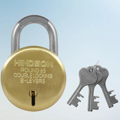 HINDSON Lock and keys door locks for home gate link round 65mm padlock for shop shutter Padlock(Gold)