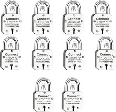 Connectlocks Atoot 70 mm Lock | Steel Body | Hardened Shackle | 7 Levers (PACK OF 10) Padlock(Steel)