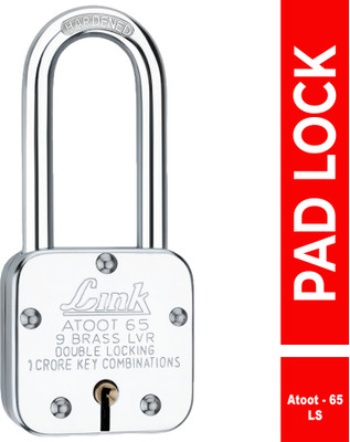 Link Atoot 65mm Long Lock | Steel Body | Hardened Shackle | Made in India Padlock(Silver)