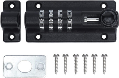 Store2508 Combination Lock 4 Digit Number Lock Latch Bolt for Cabinets Doors Black Combination Lock(Black)