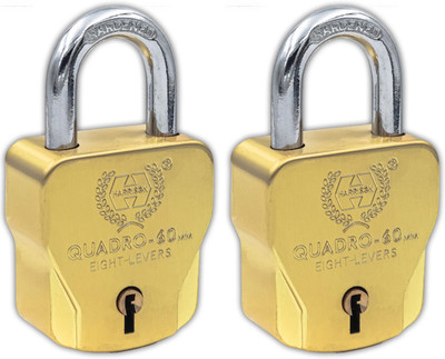 HARRISON 5563 Quadra 60mm Lock | S.S | Gold | 4 Keys | Lock and Key | Door Lock | 2 Pcs Padlock(Gold)
