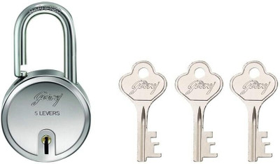 Godrej Round 5 Levers 3 Keys Padlock(Silver)