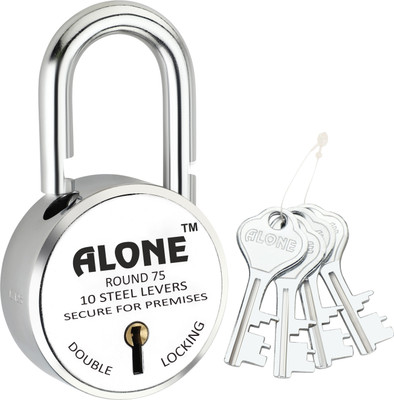 Fithome Alone Round 75mm Lock for Home Link Gate Shop Shutter, D/L 4 Keys (pack of 1) Padlock(Chrome)