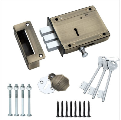 AFON Main Door Lock with 3 Reversible Keys Deadbolt (WDL2, 5inch Square Bullet 2 in1) Lock(Brown)