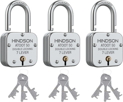 HINDSON Atoot 50mm with 3 Keys | Pack Of 3 Padlock(Silver)