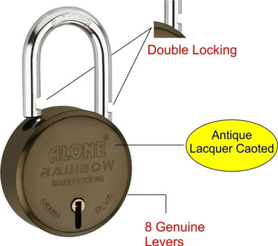 Fithome Alone Round 65mm Lock for Home Link Gate Shop Shutter, Brass 3 Keys D/L Padlock(Antique Lacquer Caoted)