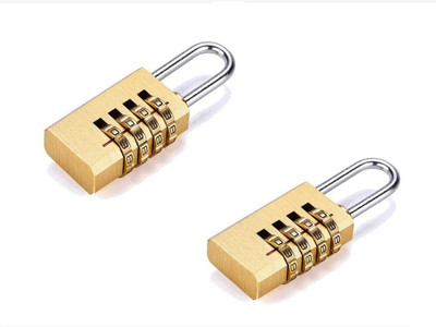BANISTROKES 4 Digit Brass Re-Settable Combination Padlock/Password Lock (Pack of 2) Lock(Gold)