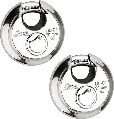 Link Hi-Tech 90mm Round Padlock 2Pcs-Set Combo Padlock(Silver)