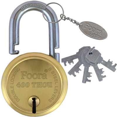 Foora 65mm 8-Lever Padlock,400 Thou Gold Finish,Double Locking with Hardened Shackle Padlock(Gold)