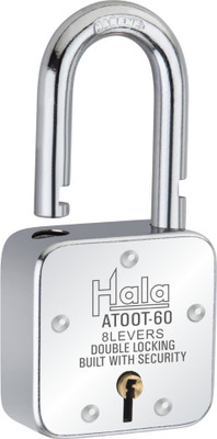 HALA Atoot 60 Double Locking 8 Steel Lever Hardened Shackle Comes With 3 Keys Padlock(Silver)