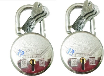 Loki 65 MM DOUBLE LOCKING FEATURES 2 PC'S LOCK 6 KEYS Padlock(Silver, Red)