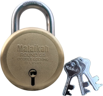Malaikah Round 65mm Double Locking 8 Lever With 3 Keys Round Padlock Padlock(Gold)