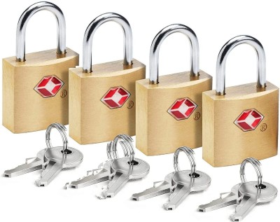 Bluedeal TSA Approved Brass Mini Padlock, Brass Luggage Locks, Brass Lock with Key-4 pcs Lock(Golder)