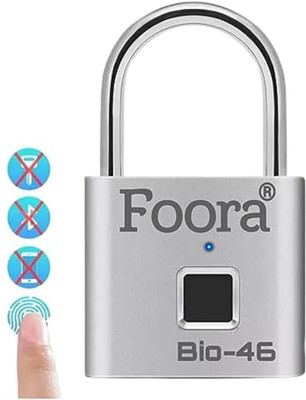 Foora BIO-46 Fingerprint Smart Lock,10 User Access,2-Year Battery Standby Electronic Lock(Silver)