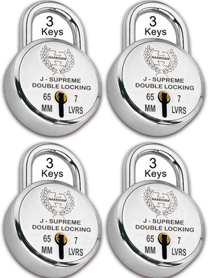 HARRISONLOCK Round Padlock 65mm 7 Lever With 3 Keys J-SUPREME-0672/ Mild Steel Material Padlock(Bright Chrome Polished)
