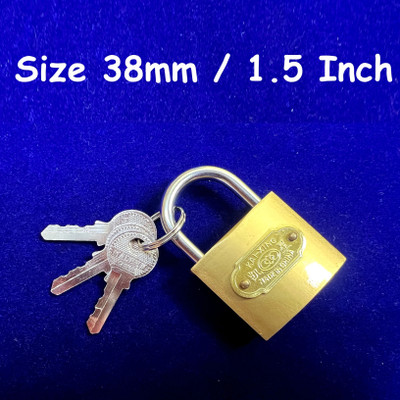 Shyam Sarowar Small Brass Polished Lock 38 mm & with 2 Additional Keys_06 Lock(Golden)
