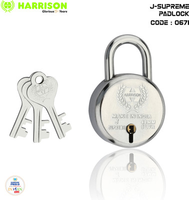 HARRISON 0671 J Supreme Round 40mm BCP Padlock with Lock and Key Padlock(Silver)