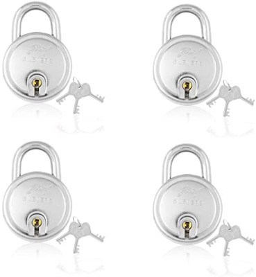 Godrej Locks Round Padlock with 5 Levers Pack Of 4 Padlock(Silver)
