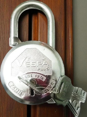 HARRISONLOCK H-0374 Iron Four Lever Center Shutter Lock Set 17 Padlock(Brown)