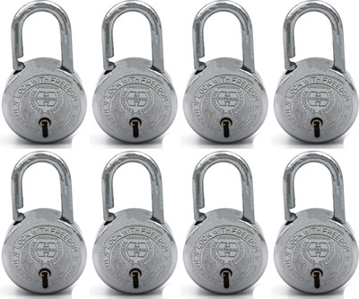 HARRISONLOCK T-26/BCP-0272_PK 8 Steel 5 Levers Padlock with 3 Keys (Pack of 8) Padlock(Chrome Plated)