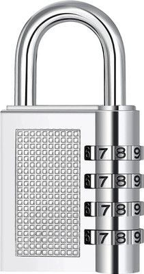 EIS 4 Digit Number Locks for Luggage Bag Travelling Password Locks Combination Lock(Silver)
