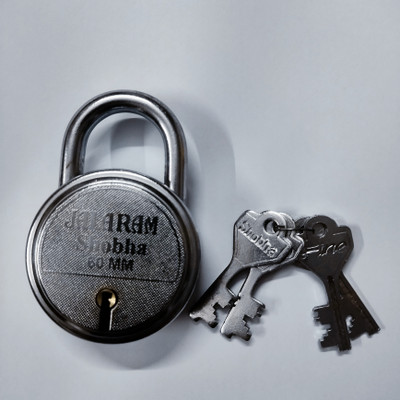 jalaram 60 mm medium size padlock with 4 keys for home and office Padlock(Silver)