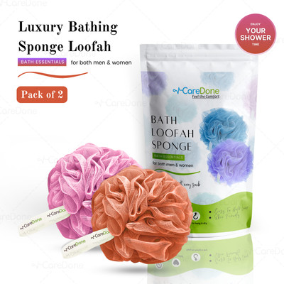 CareDone Loofah(Pack of 2, Pink, Orange)