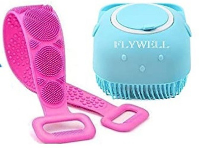 RadhaTex Body Brush Silicone Soft Cleaning Bath Brush & Back Scrubber Belt(Pack of 2)