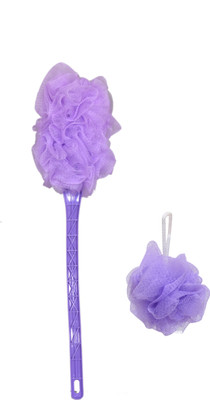 tanvika agency Luxury Back Bathing Soft Loofah With Handle for Men and Women pack of 2 Purple
