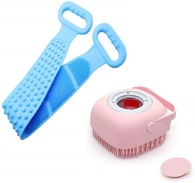 RadhaTex (Pack of 1 Bath Brush Scrubber with 1 Shampoo Dispenser Scrubber)