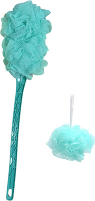 tanvika agency Luxury Back Bathing Soft Loofah With Handle for Men and Women pack of 2 Green