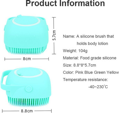 RadhaTex Shower Sponge,Silicone Soft Bath Brush with Shampoo Dispenser Body Scrubber