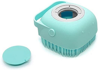 RadhaTex Soft Exfoliating Silicone Bath Scrubber Brush With Liquid Soap Shampoo Dispenser