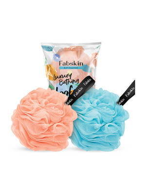 Fabskin Luxury Bathing loofah Couples Pack of 2 (Peach & Sky Blue Color)