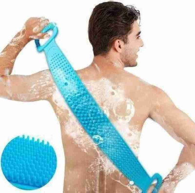 KRISHZONE Silicone body belt Double side bathing brush for skin deep cleaning pack of 1