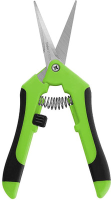 HASTHIP Shears Compact Pruner Shear for Small Plant Vines Rubberized Handle Stainless Steel Garden Snip with Safety Lock Micro-Tip Pruning Shears Compact Anvil Lopper(Manual)