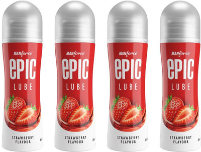 MANFORCE Epic Strawberry Flavored Lube, 60 ml x Pack of 4 Lubricant(240 ml)