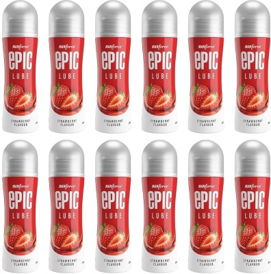 MANFORCE Epic Strawberry Flavored Lube, 60 ml x Pack of 12 Lubricant(720 ml)