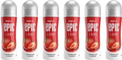 MANFORCE Epic Strawberry Flavored Lube, 60 ml x Pack of 6 Lubricant(360 ml)