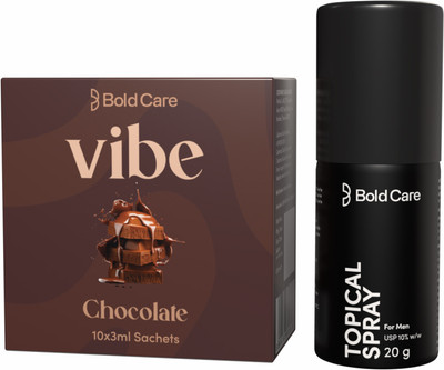 Bold Care Vibe Water-Based Lube Sachets | Chocolate Flavored | 10x3gms Lubricant(50 ml)