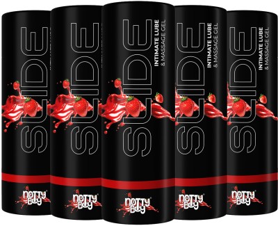 NottyBoy Water Based Slide Intimate Lube & Massage Gel, Strawberry Flavoured, 2-in-1 Use, Lubricant(500 ml)