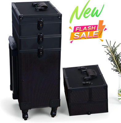 Bonanza Multi-Layer Rolling Makeup Trolley Multi purpose Vanity Box(Black)