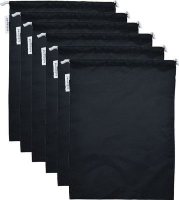 SHOESHINE Waterproof & Dust Proof Shoes Bag (6 Pcs) Fine Quality Soft Fabric Protect Your Footwear from Water and dust - Black Luggage Cover(Large, Black)