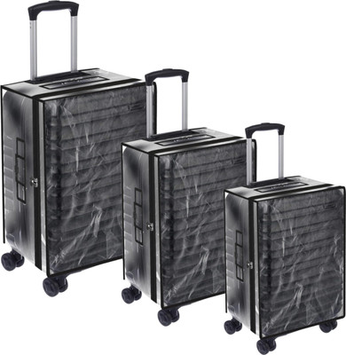 NISUN Trolly Covers Protectors, PVC Plastic Combo of 3 Soft Side Dustproof Luggage Cover(49 x 58 x 68 Cm, Transparent)