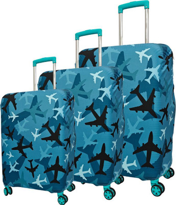 TRENDGROWW Multi Plane Multi Plane Theme Trolley Bag Cover Luggage Cover(Multi Plane- Combo of 3 Size( S-20, M-24, L-28), Multicolor)